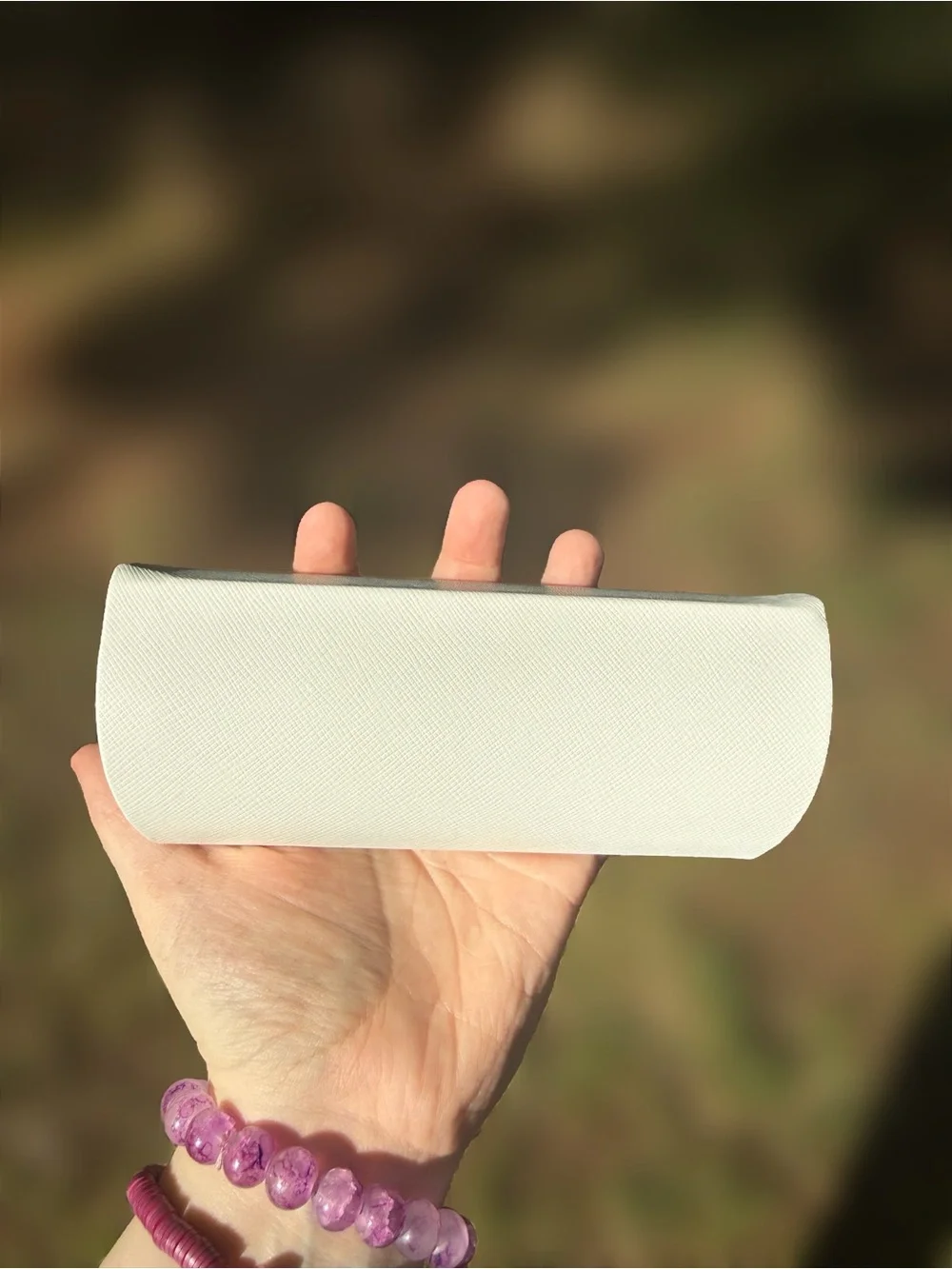 Michael Kors White Eyewear Case with Subtle Saffiano Texture